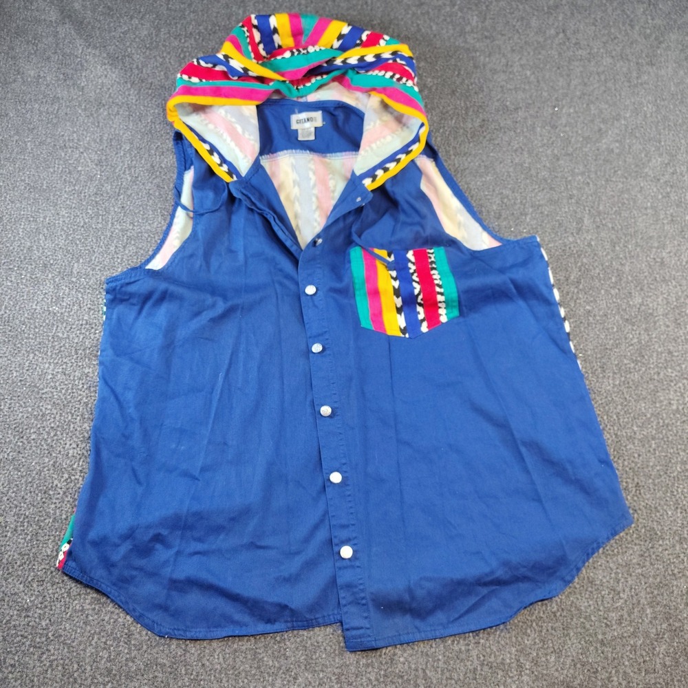 Vintage 80s Gitano Hooded Vest Geometric Statement 22W Plus